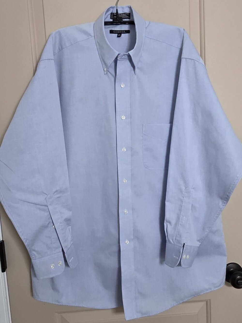Classic Blue Button Front Dress Shirt Long Sleeve Sz 16.5/32-33 by George